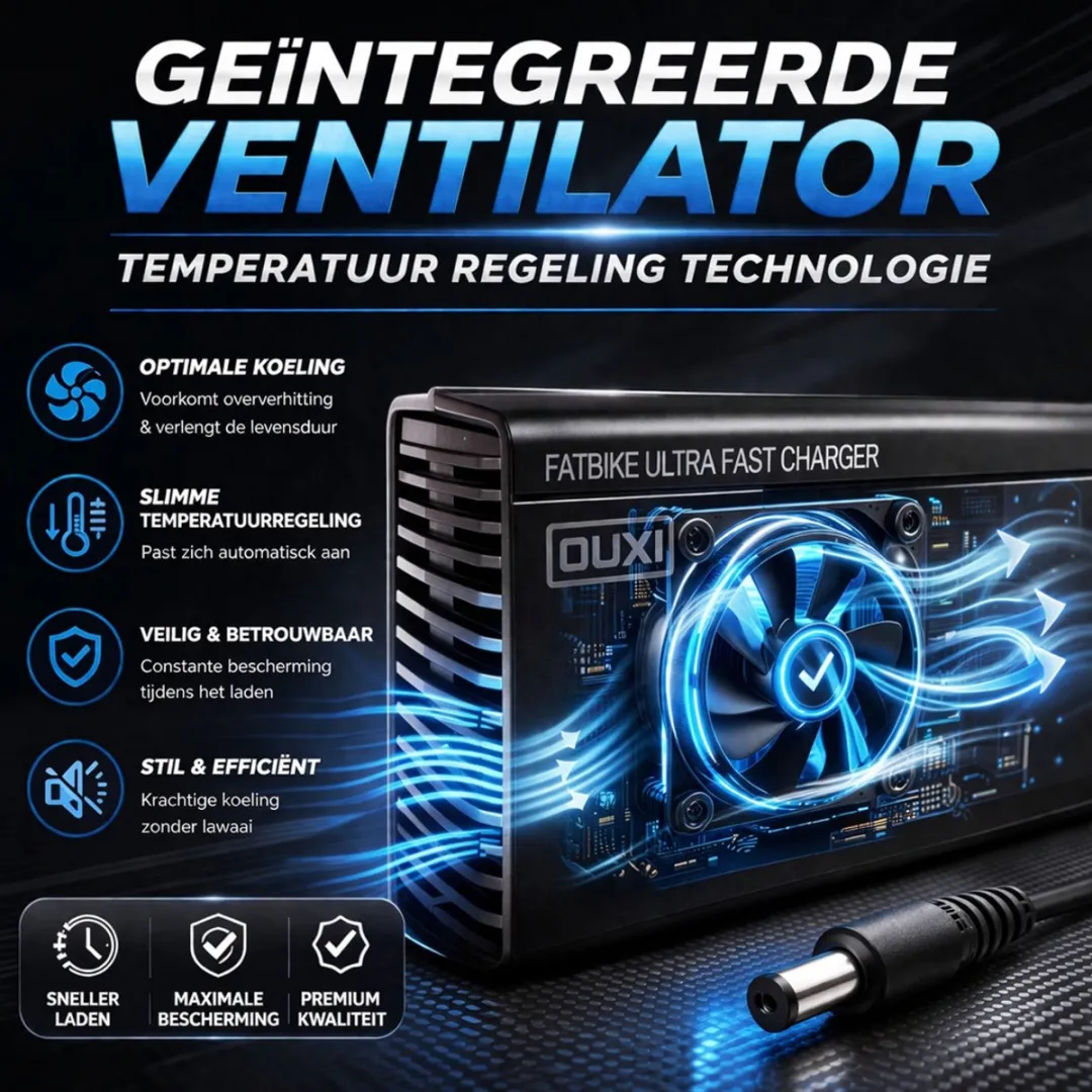 OUXI 54.6V 5A Fatbike Lader - 48V Accu - Zwart