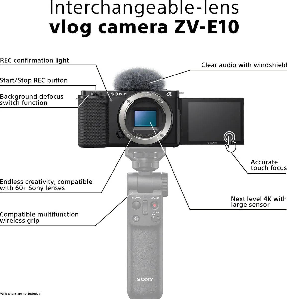 Sony ZV-E10 - Compactcamera - Systeemcamera - Vlogcamera - Body