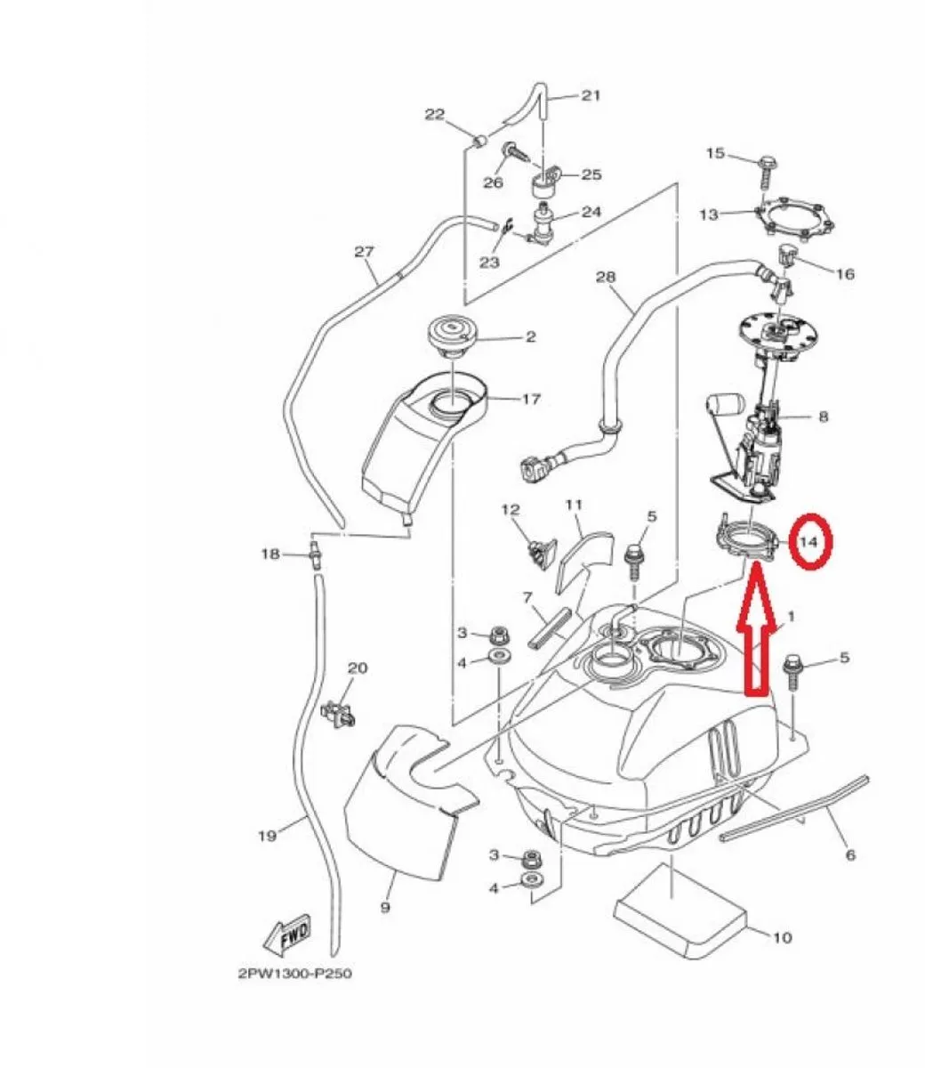 Yamaha 150 Xenter Brandstofpomp 5CA2414G01