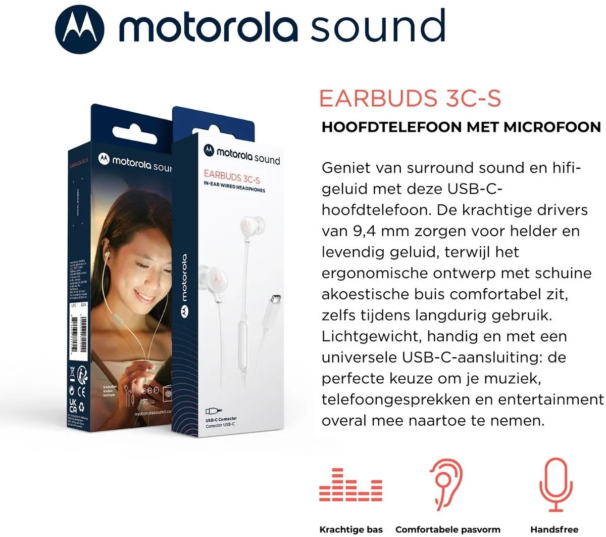 Motorola 3CS In-Ear Oordopjes - Wit