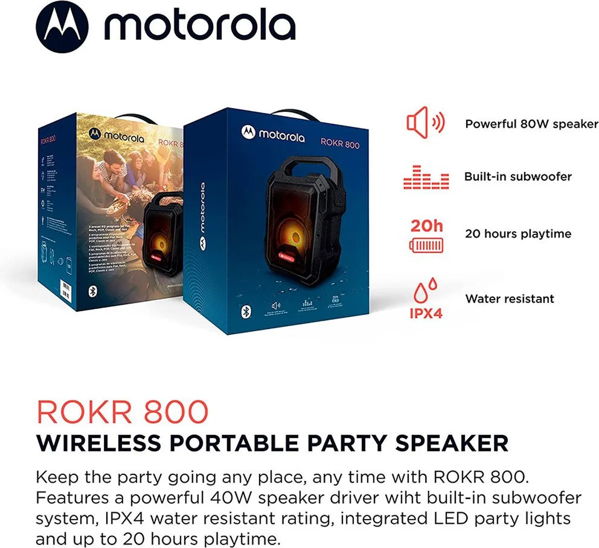 Motorola ROKR 800 Bluetooth Speaker - Zwart