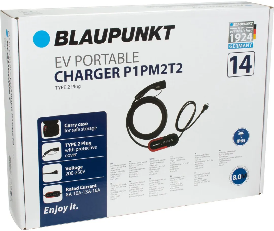Blaupunkt P1PM2T2 Mobiel Laadstation Type 2 7.4kW - Zwart/Rood