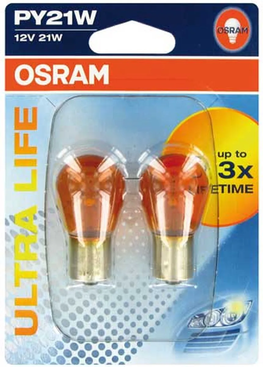 Osram Ultra Life Halogeenlamp BAU15S 12V/21W - 2 Stuks - Amber - afbeelding 6 van 6