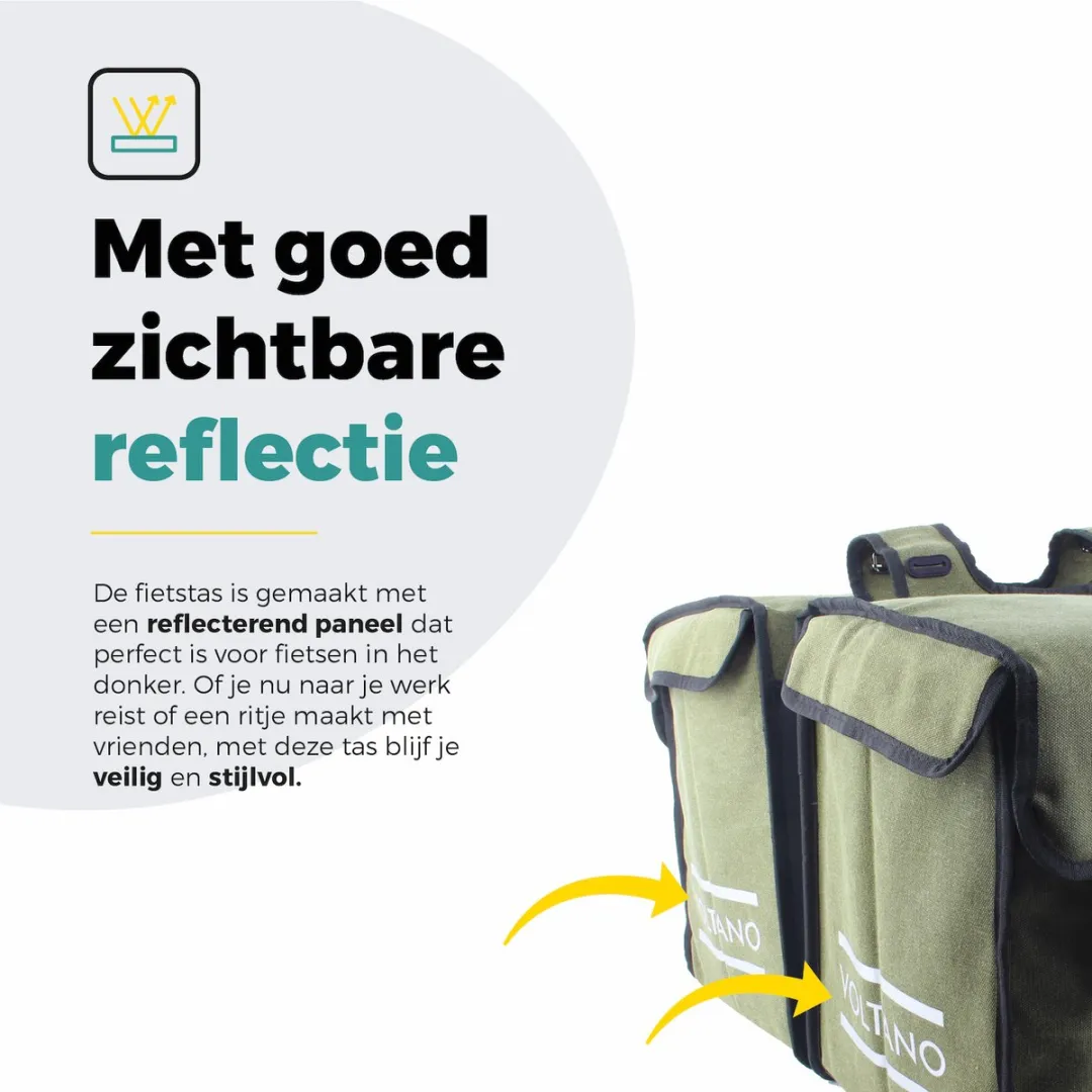 Voltano Canvas Fietstas 70L - Olijfgroen