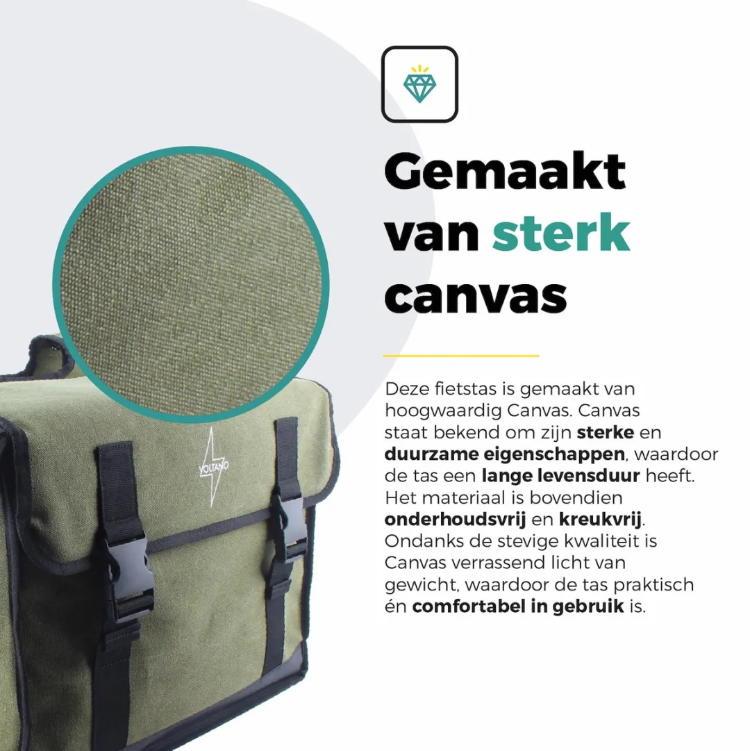 Voltano Canvas Fietstas 70L - Olijfgroen