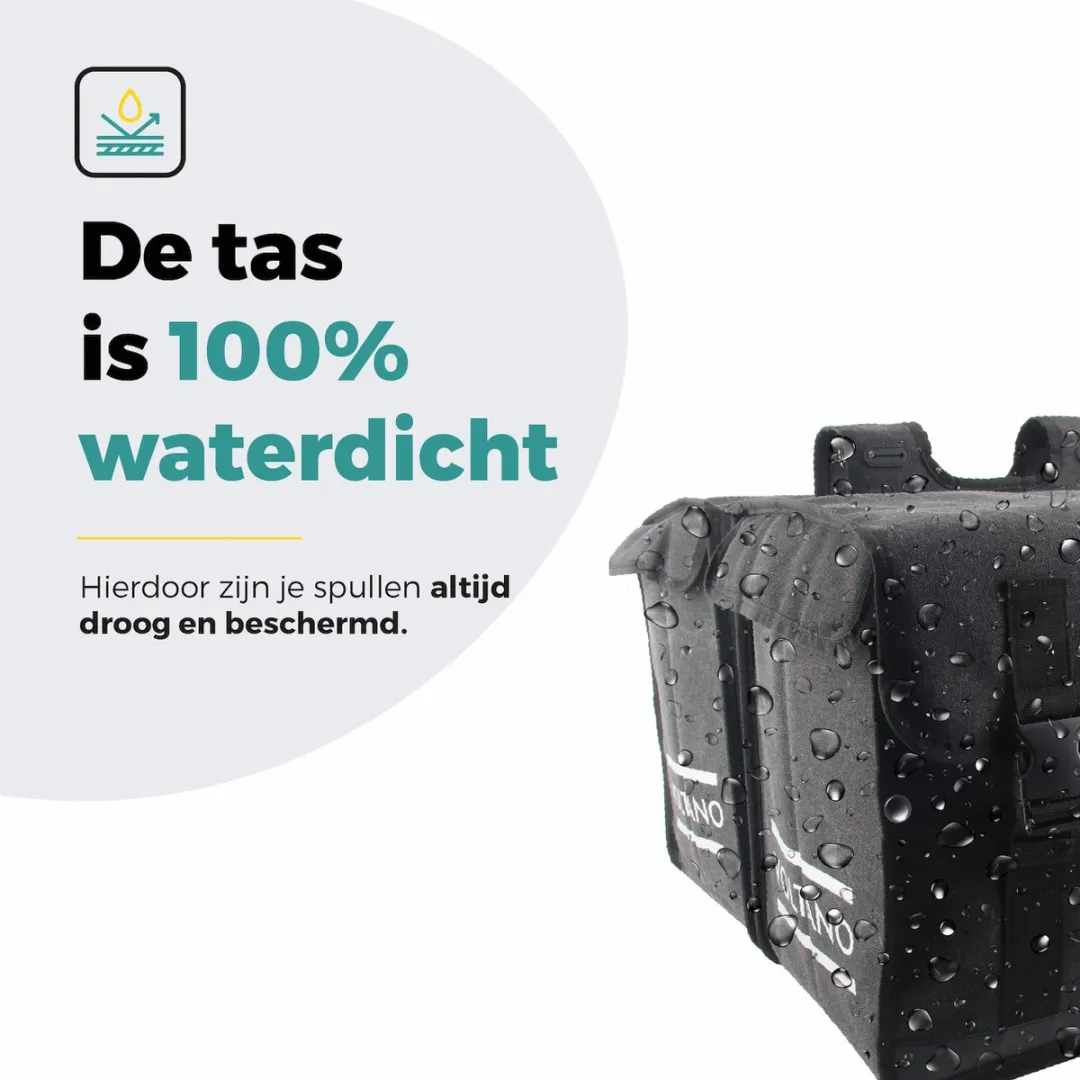 Voltano Canvas Fietstas 70L XXL - Zwart - 100% Waterdicht