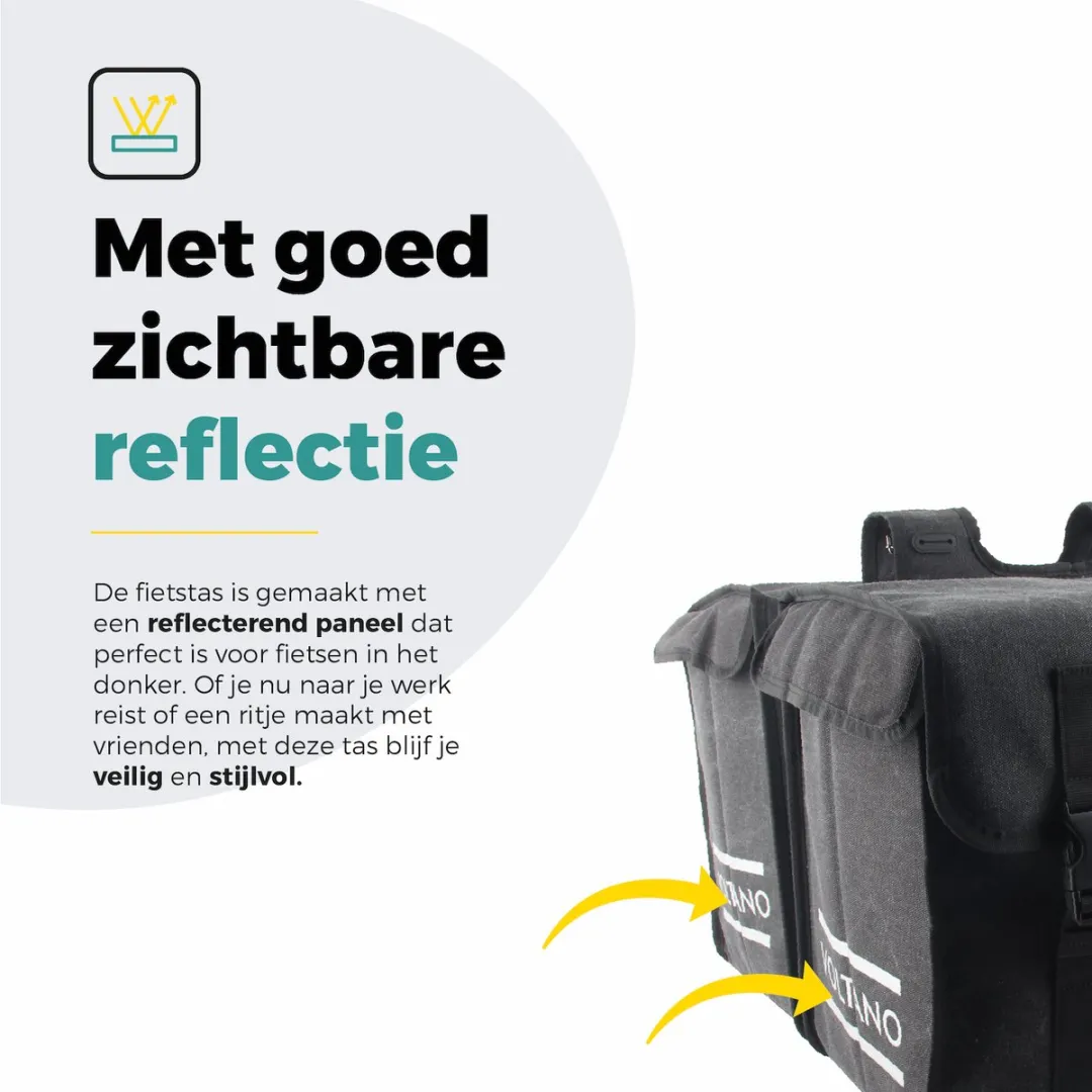 Voltano Canvas Fietstas 70L XXL - Zwart - 100% Waterdicht