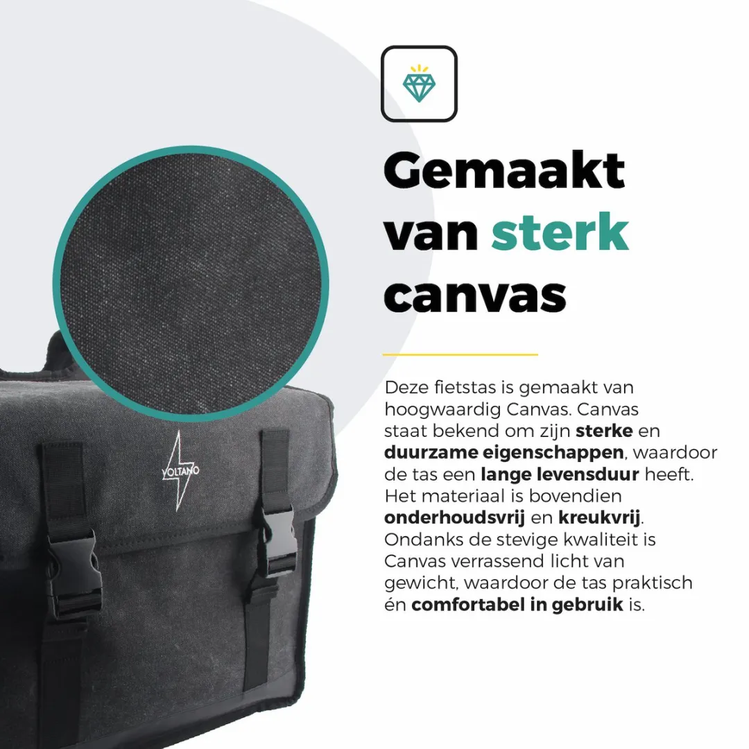 Voltano Canvas Fietstas 70L XXL - Zwart - 100% Waterdicht