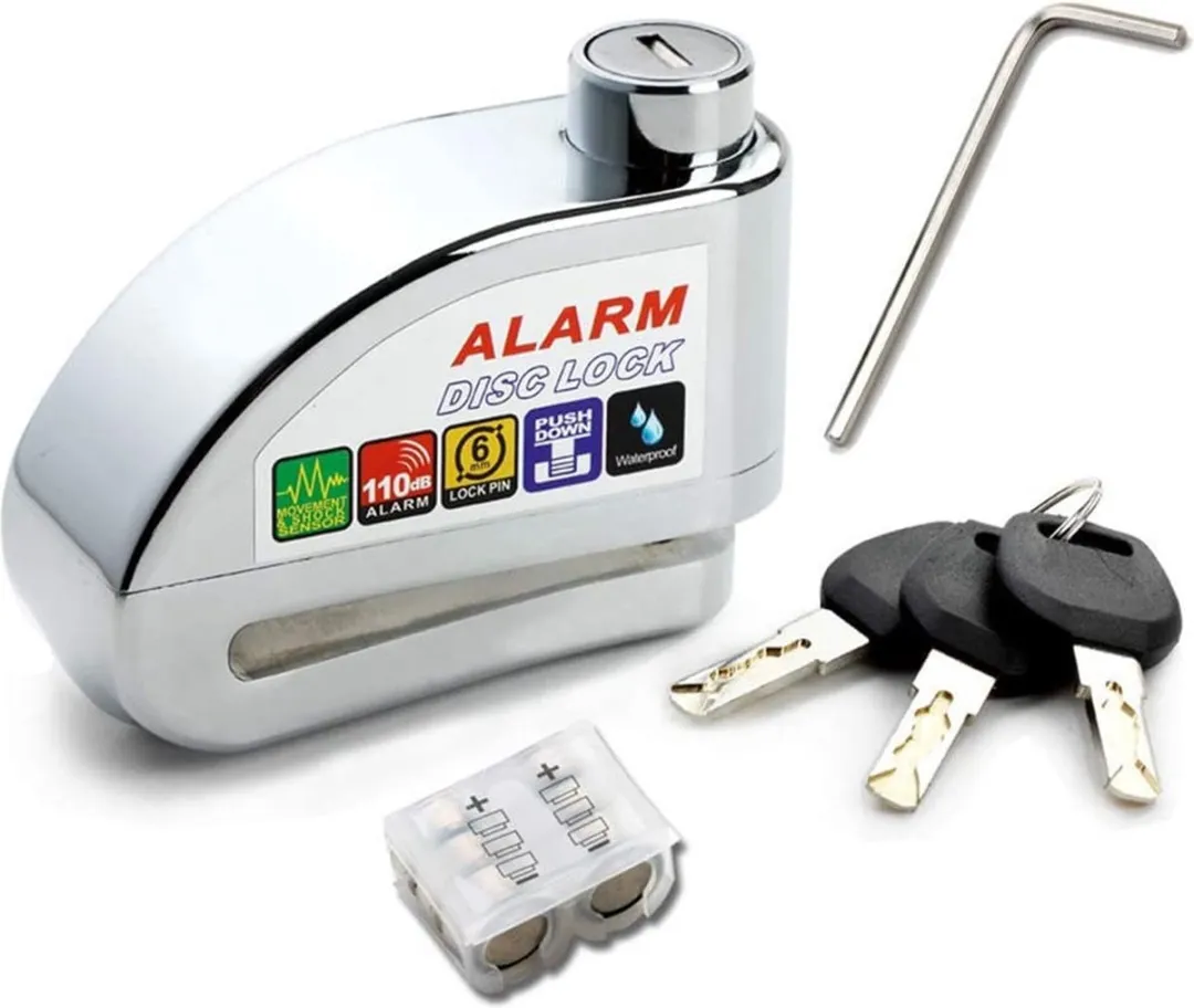 VINZ Elbroes Schijfremslot Alarm 6mm - Zilver