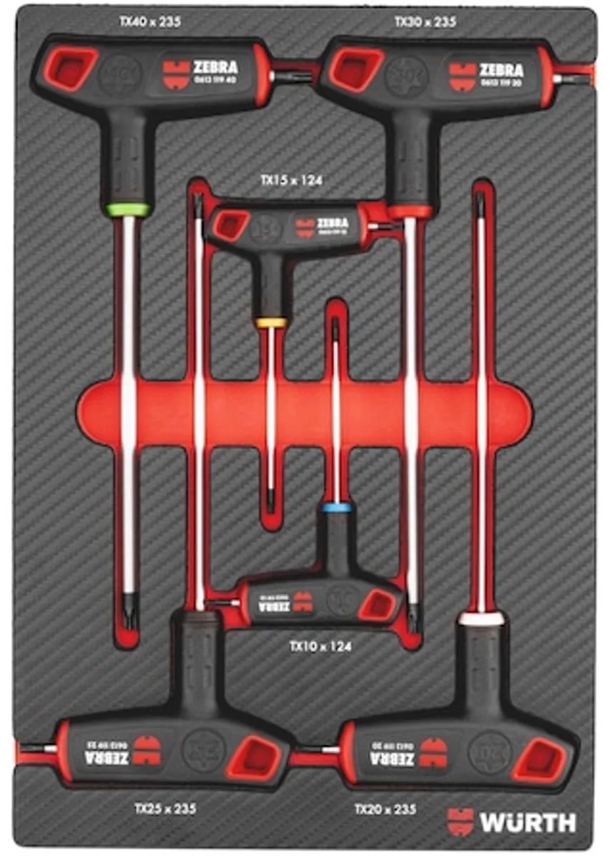 Würth T-greep Schroevendraaierset TX 4.4.1 - 6-delig - Rood/Zwart