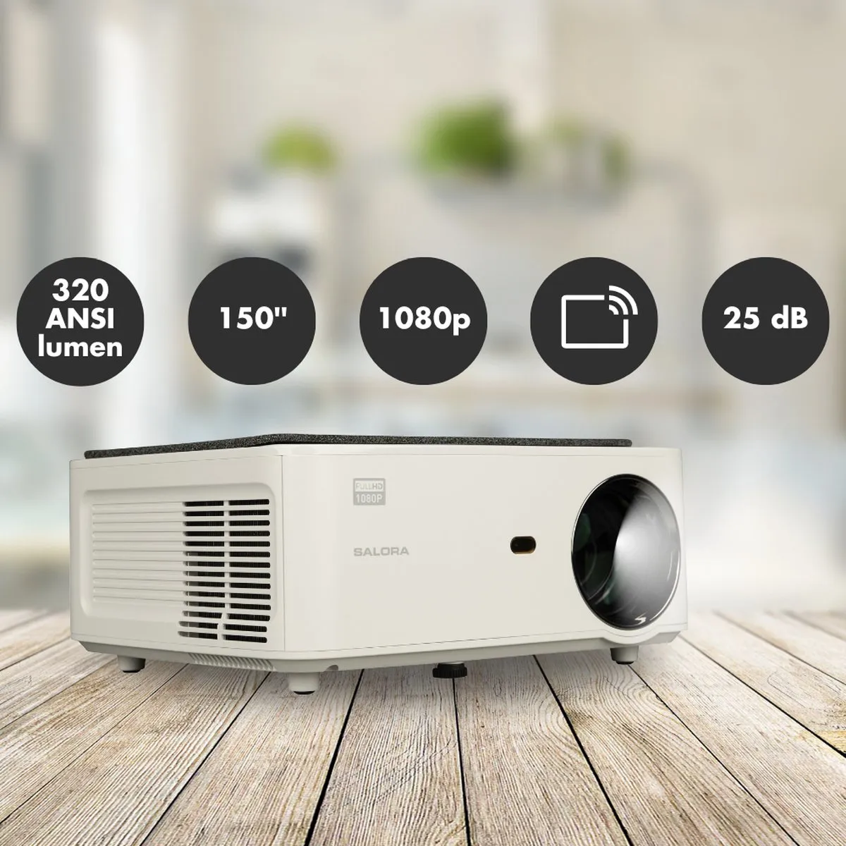 Salora 51BFM3850 Beamer - 320 ANSI Lumen LED 1080p - Wit