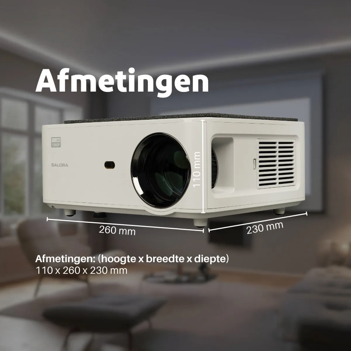 Salora 51BFM3850 Beamer - 320 ANSI Lumen LED 1080p - Wit