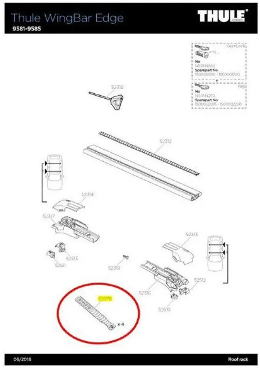 Thule Wingbar Edge Reserveonderdeel - Zwart
