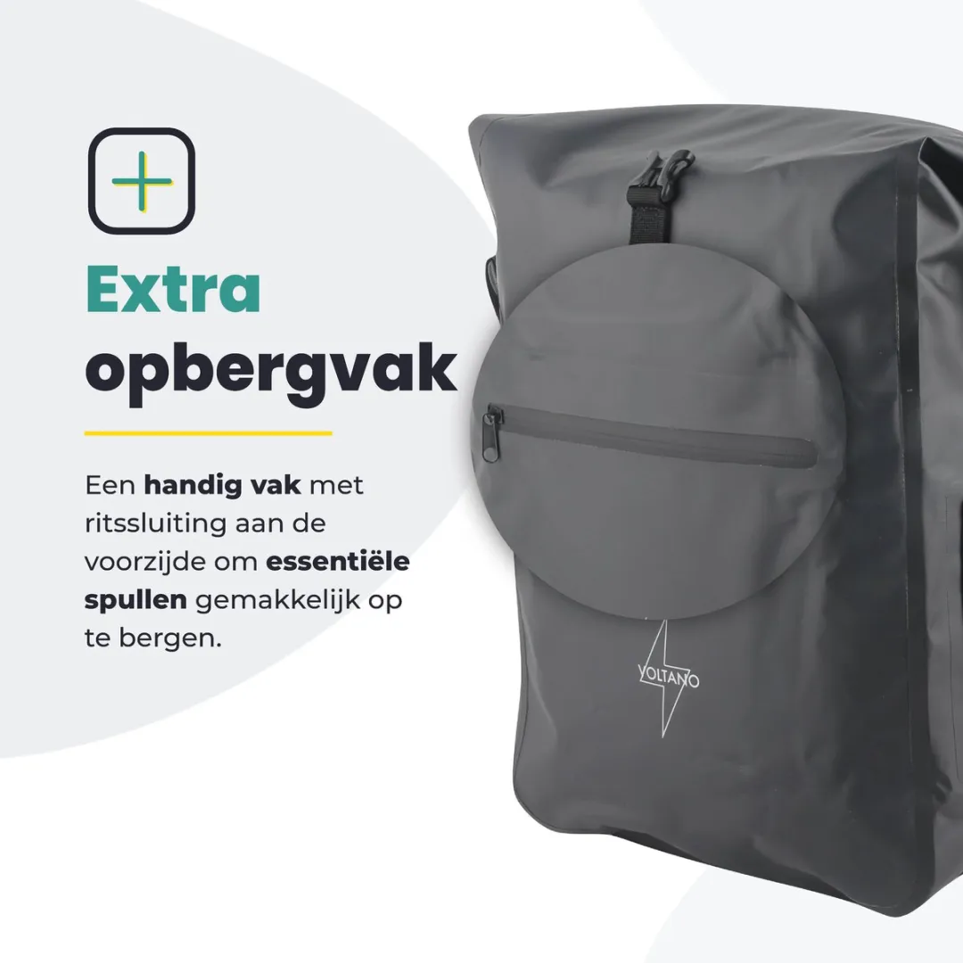 Voltano Luxe Fietstas/Rugtas 28L - Zwart - Waterdicht