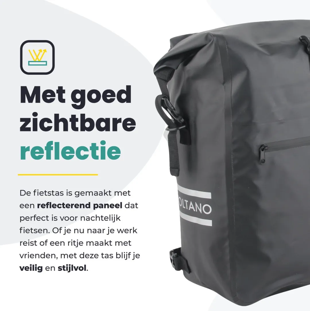 Voltano Luxe Fietstas/Rugtas 28L - Zwart - Waterdicht - afbeelding 6 van 6