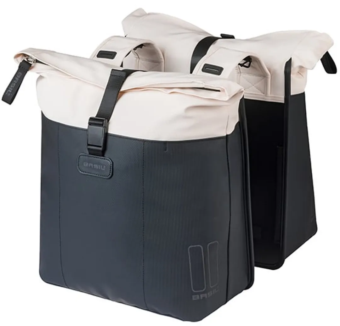 Basil Vive Dubbele Fietstas 35L - Zwart/Wit
