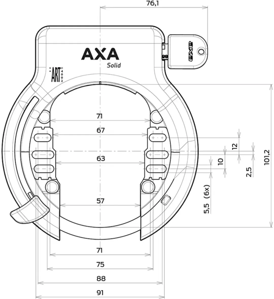 AXA Solid Ringslot ART2 + Falkx Flexmount Montagestrips - Zwart