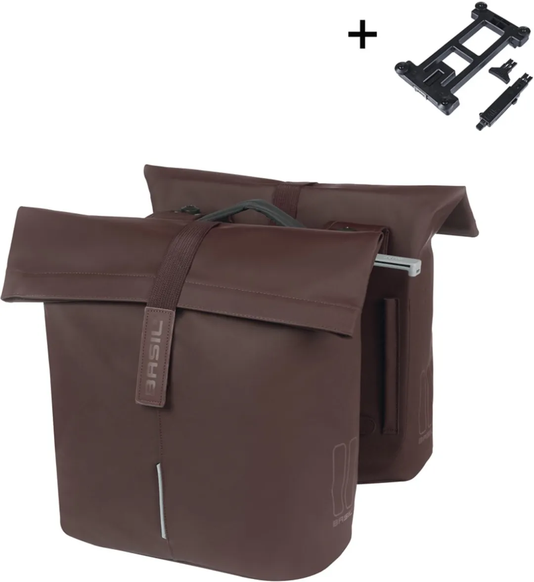Basil City Dubbele Fietstas 32L - Roasted Brown - MIK Adapterplaat