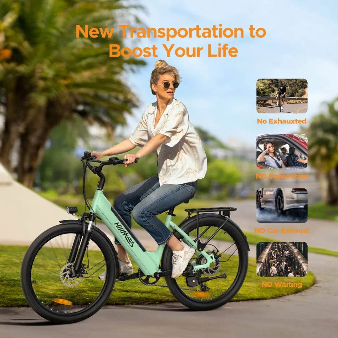 HillMiles Milecity 1 Elektrische Fiets 250W - 80km Actieradius - 26 Inch Grijs - afbeelding 6 van 6