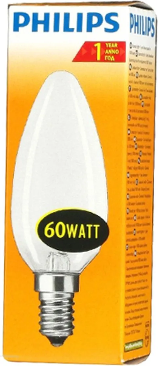 Philips Kaarslamp E14 60W 2700K - 10 Stuks