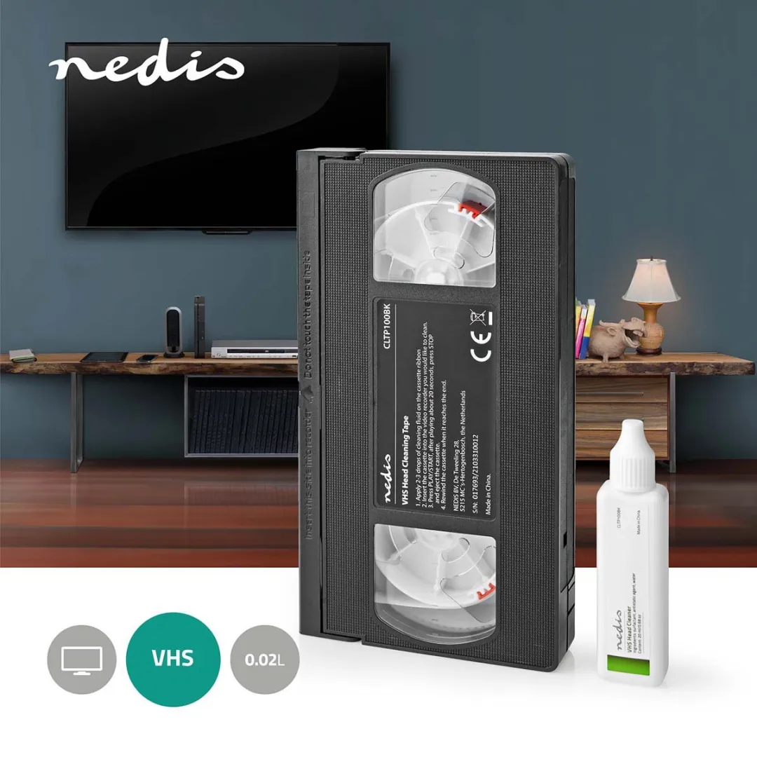 Nedis VHS Reinigingscassette 20ml - Zwart