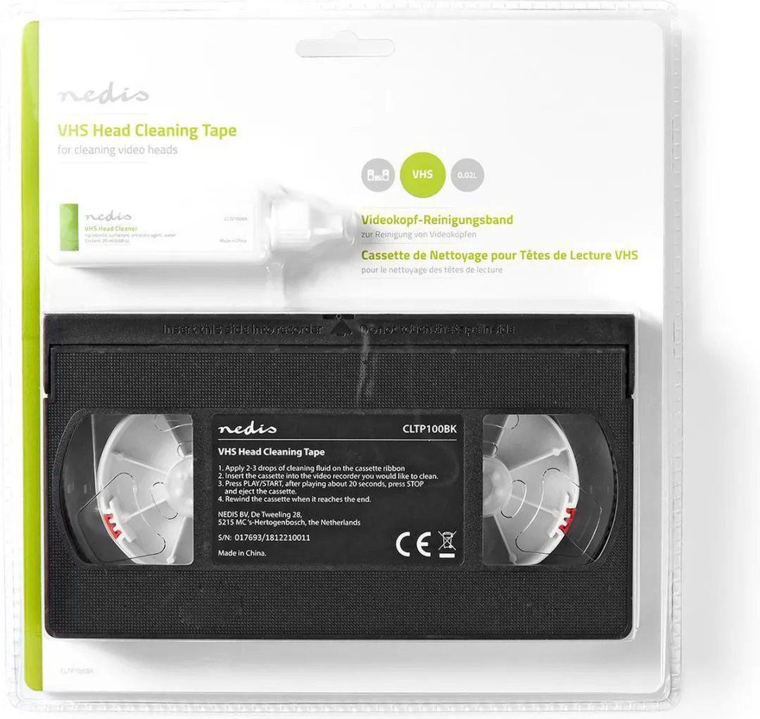 Nedis VHS Reinigingscassette 20ml - Zwart