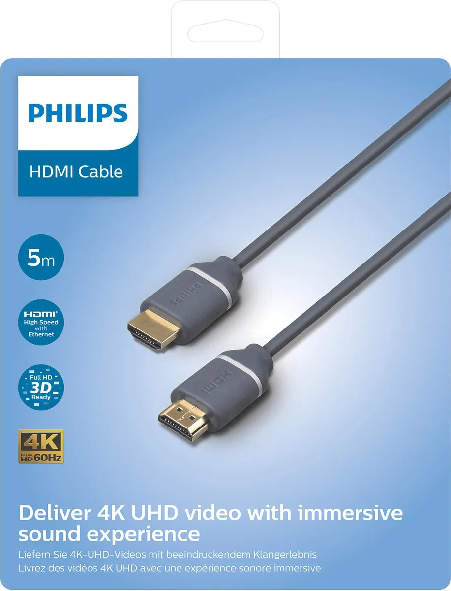 Philips HDMI Kabel SWV5650G/00 - 5m - Type A - Grijs