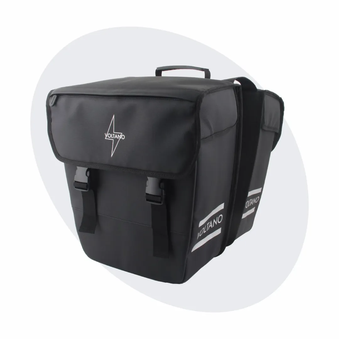 Voltano Dubbele Fietstas 40L Afgeschuind - Zwart - 100% Waterdichte Fietstassen - Fietstassen Elektrische Fietsen