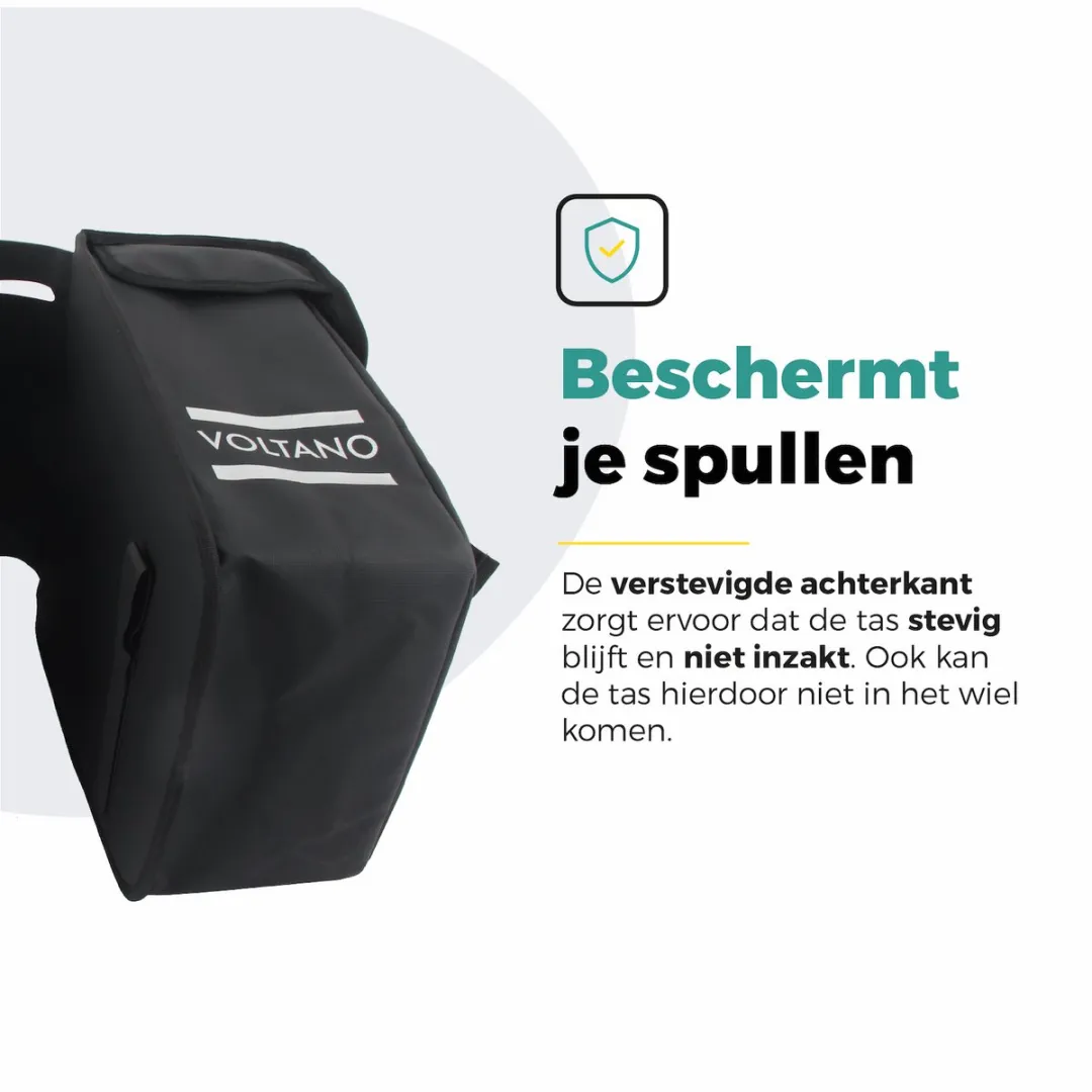 Voltano Dubbele Fietstas 40L Afgeschuind - Zwart - 100% Waterdichte Fietstassen - Fietstassen Elektrische Fietsen