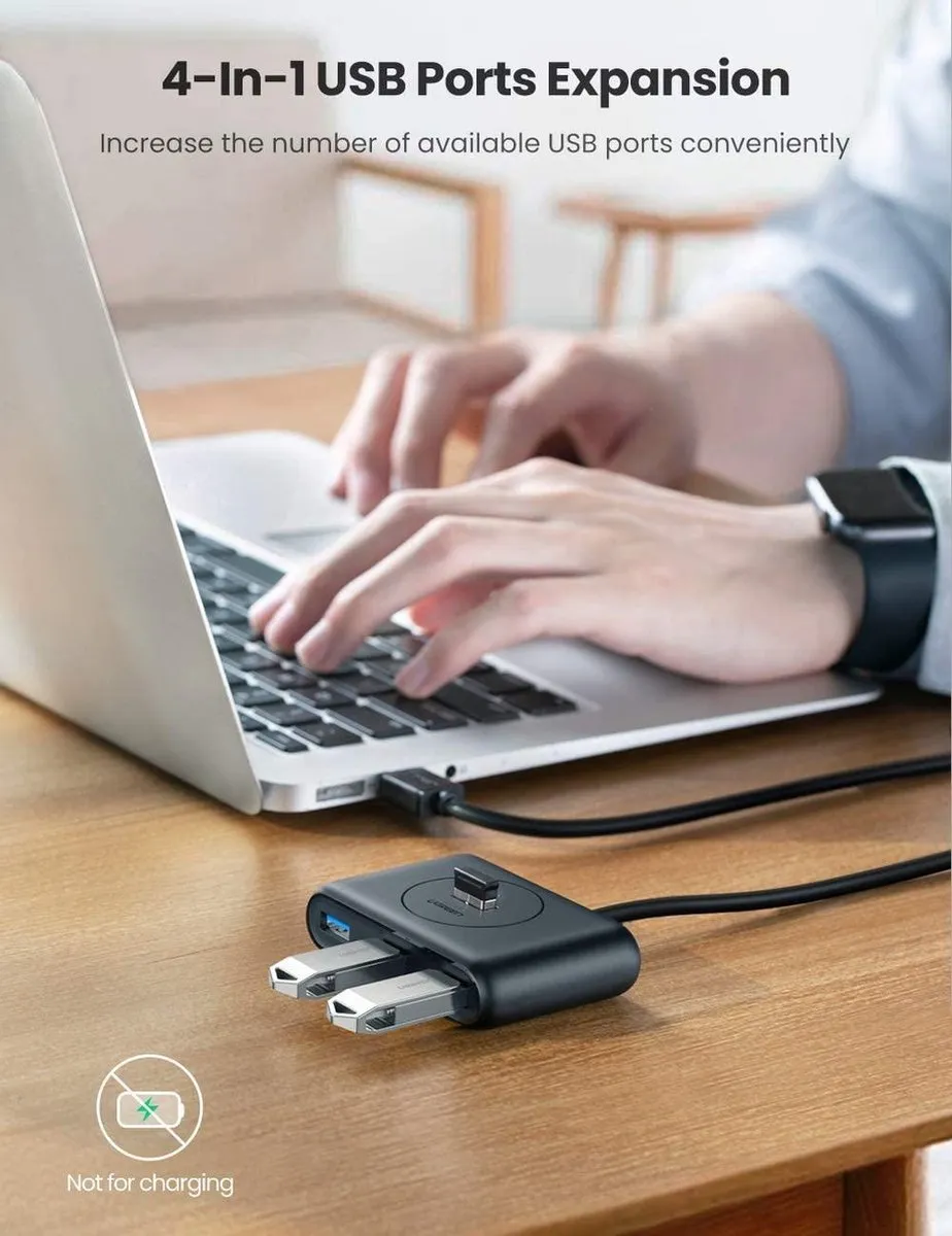 UGREEN USB 4 Hub 3.0 - 4 Poorten 5Gbps Transparant