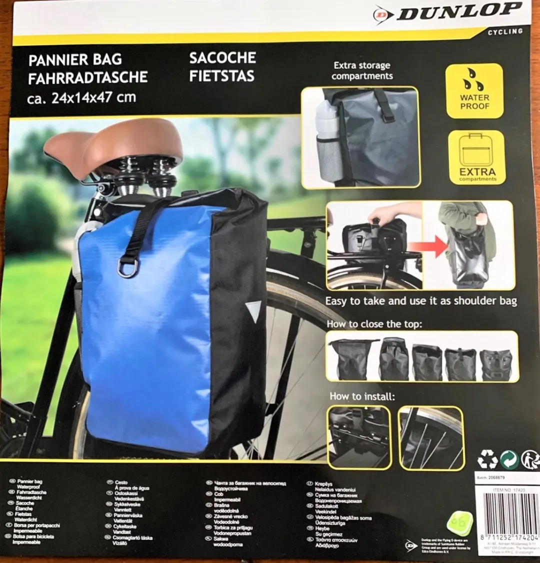 Dunlop 4-in-1 Fietsrugtas 16L - Zwart/Rood/Blauw
