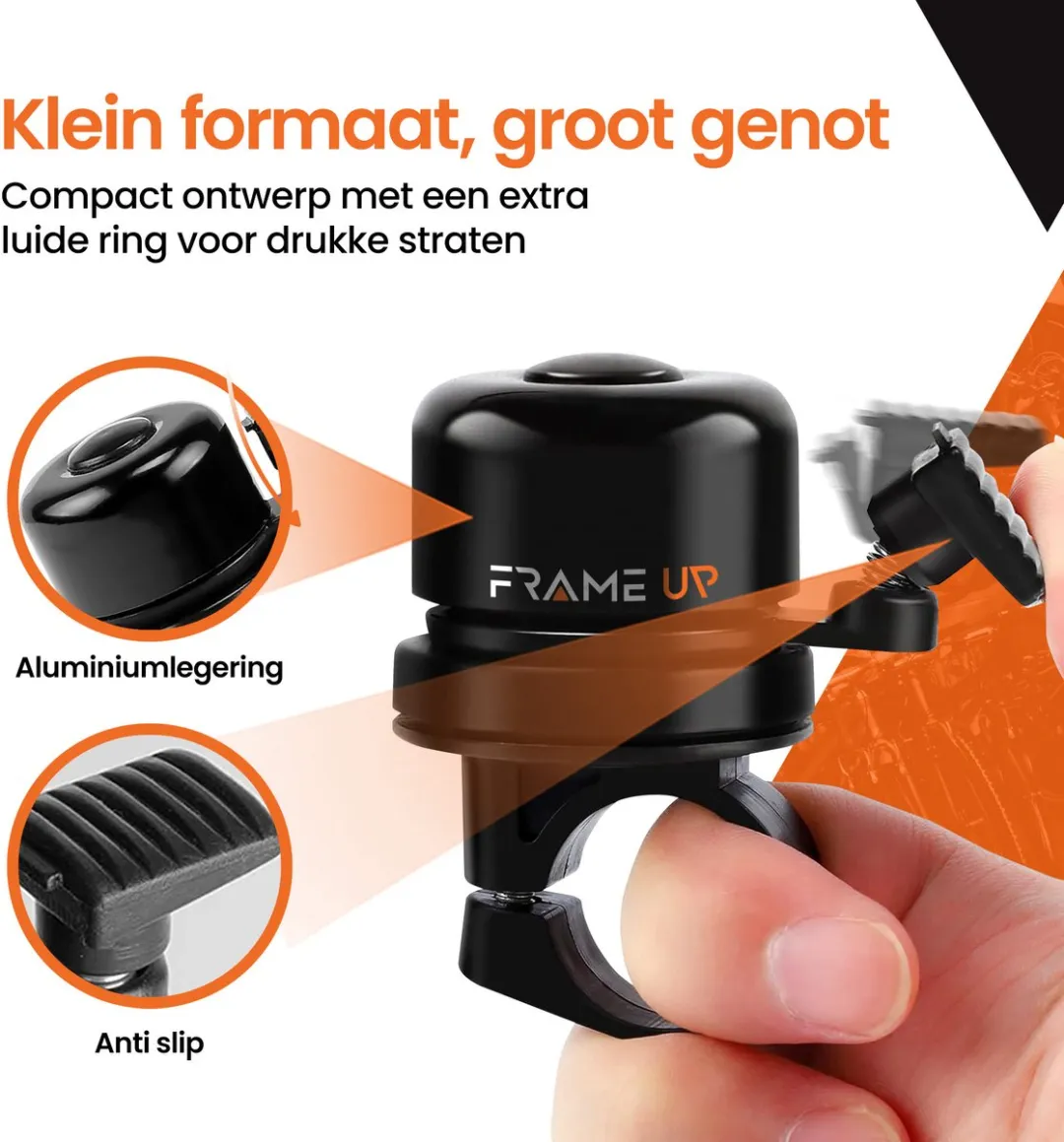 Frame Up Fietsbel voor AirTag - GPS Tracker - Zwart