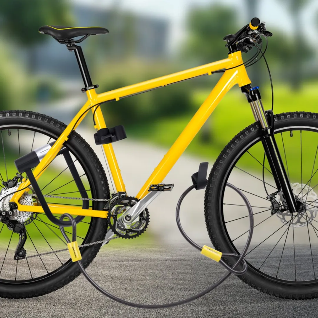 Dunlop Combinatie Fietsbeveiliging 120cm - Beugel + Kabelslot - Zwart
