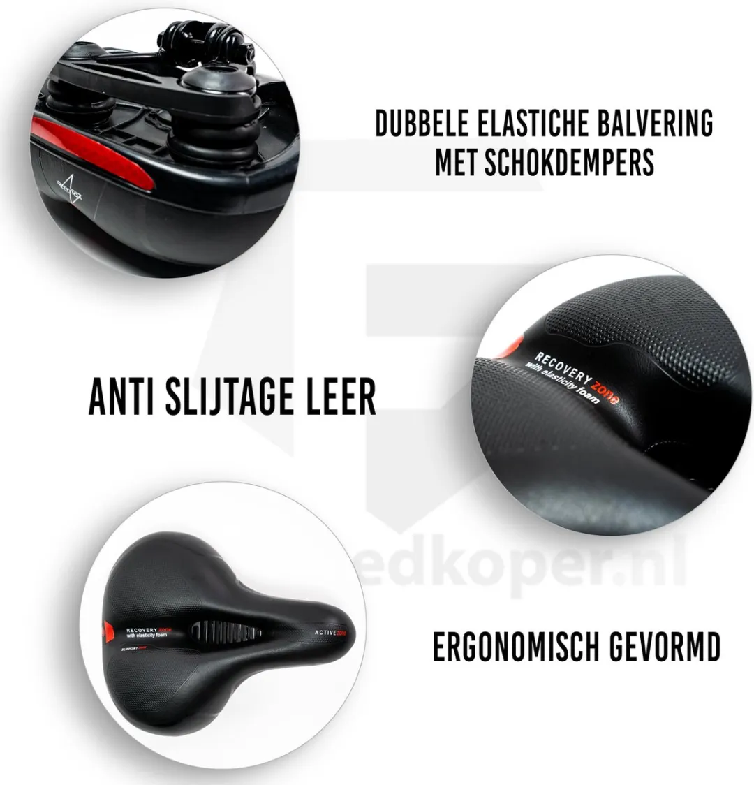 Voltano Fietszadel Gelpads Zwart/Rood - Unisex