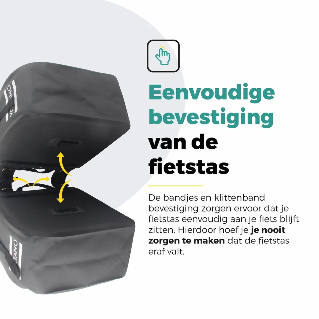 Voltano Dubbele Fietstas Rolltop Luxe E-bike 48L - Zwart/Grijs