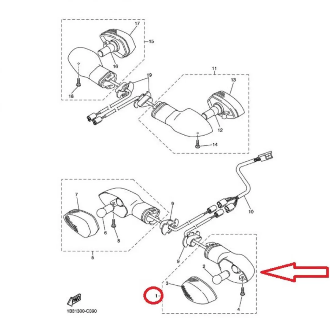 Yamaha FZ1 2006-2012 Richtingaanwijzer AVG 5PW-83310-01-00