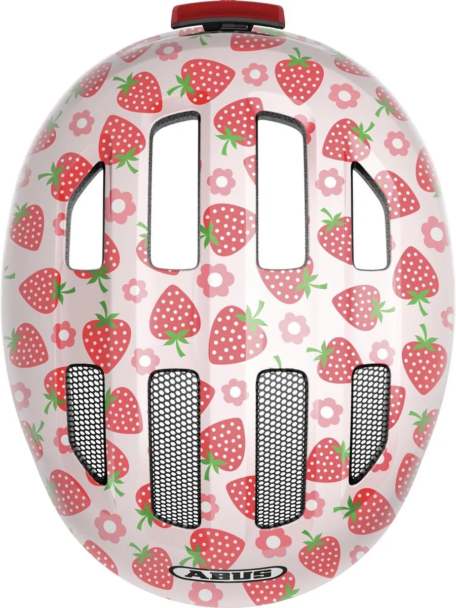 ABUS Kinderhelm Smiley 3.0 LED - M - Roze met aardbeien