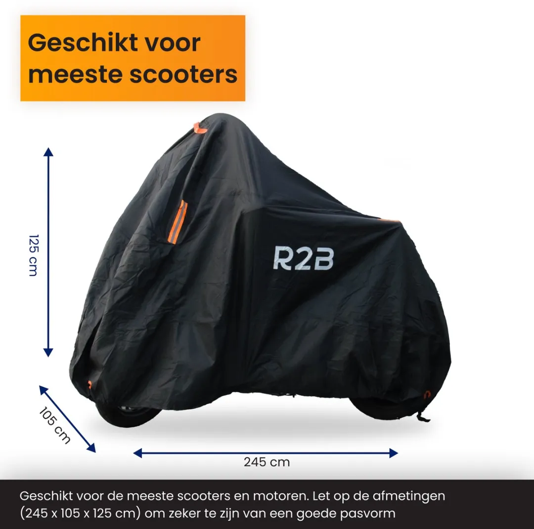 R2B Scooterhoes Waterdicht Oxford 300D XXL - Zwart/oranje