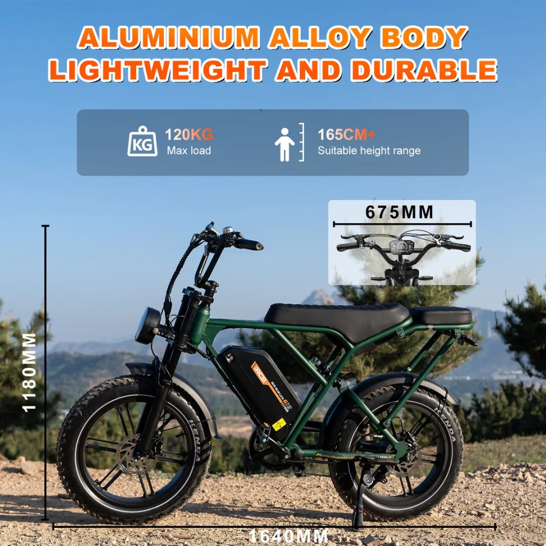 RCB Elektrische Fatbike 20.8Ah 250W - 7 Versnellingen - 100km Actieradius - Donkergroen - afbeelding 6 van 6
