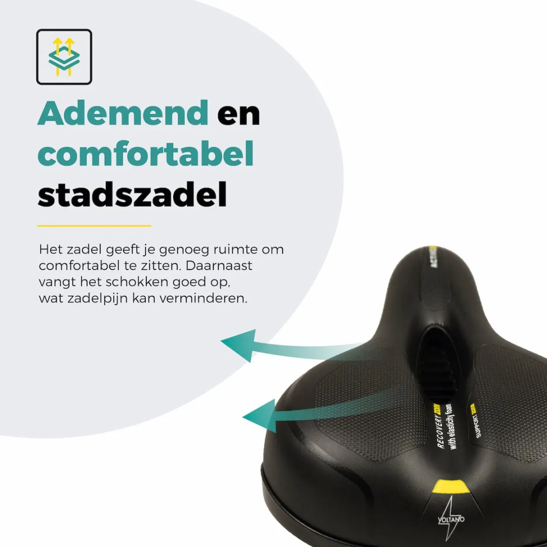 Voltano Fietszadel Gel - Zwart/Geel - Unisex