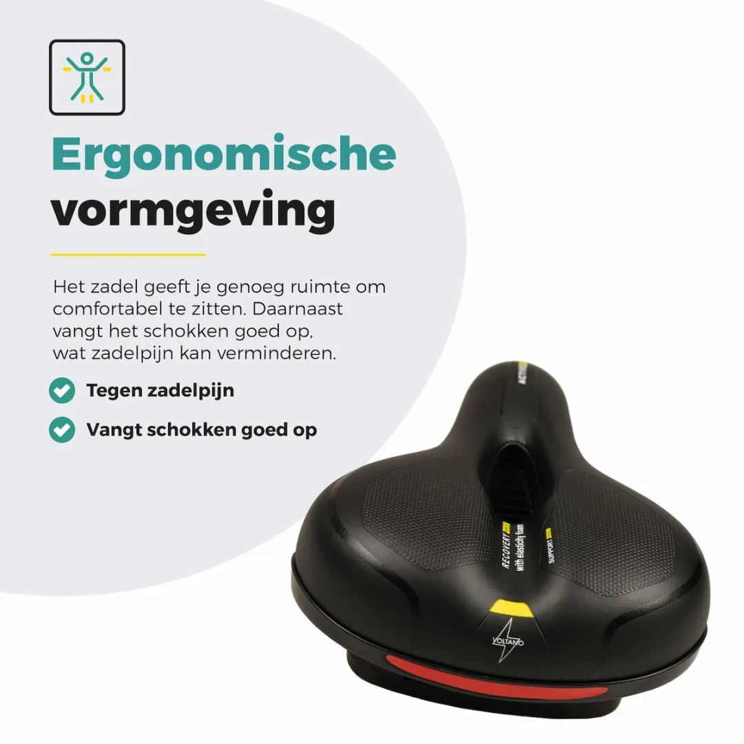 Voltano Fietszadel Gel - Zwart/Geel - Unisex