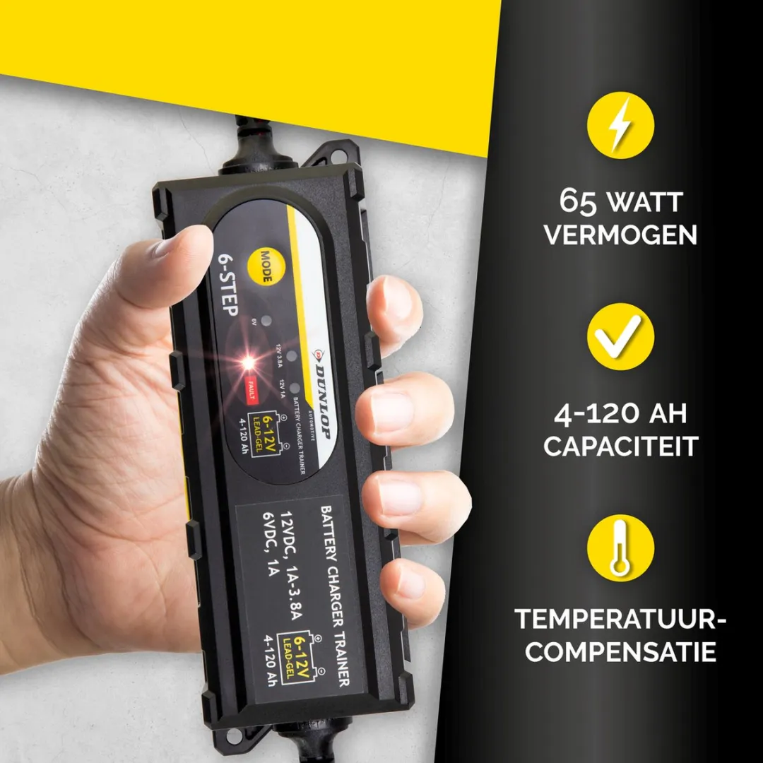 Dunlop Acculader-Trainer 6/12V Intelligent 6 Fasen - AGM/Gel/Loodzuur