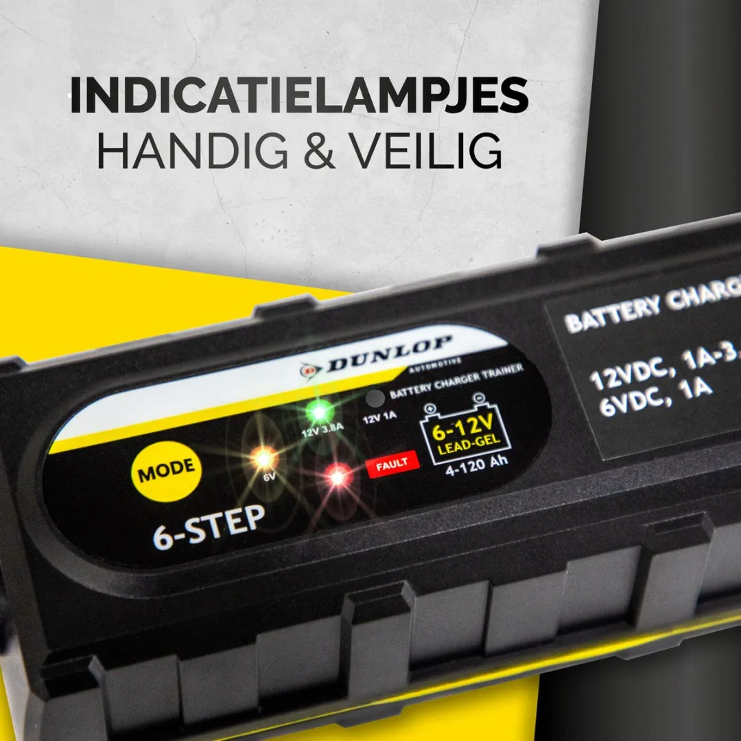 Dunlop Acculader-Trainer 6/12V Intelligent 6 Fasen - AGM/Gel/Loodzuur
