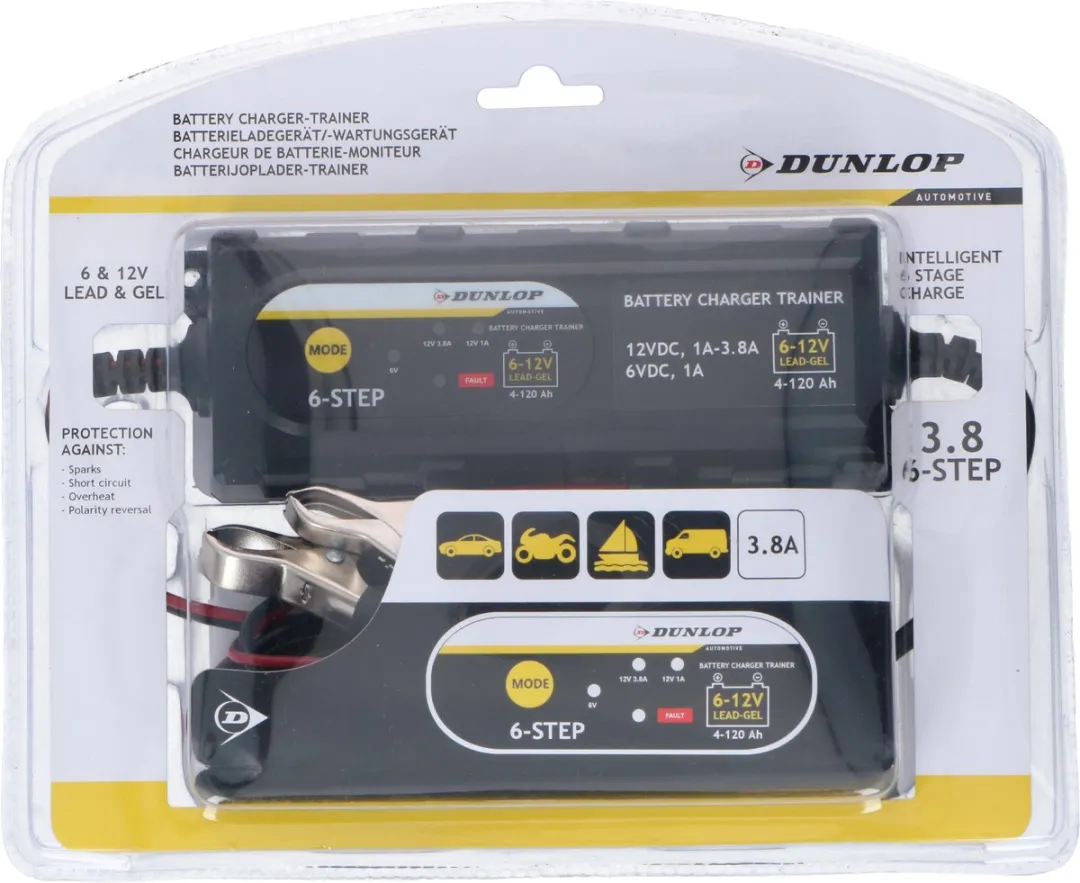 Dunlop Acculader-Trainer 6/12V Intelligent 6 Fasen - AGM/Gel/Loodzuur - afbeelding 6 van 6