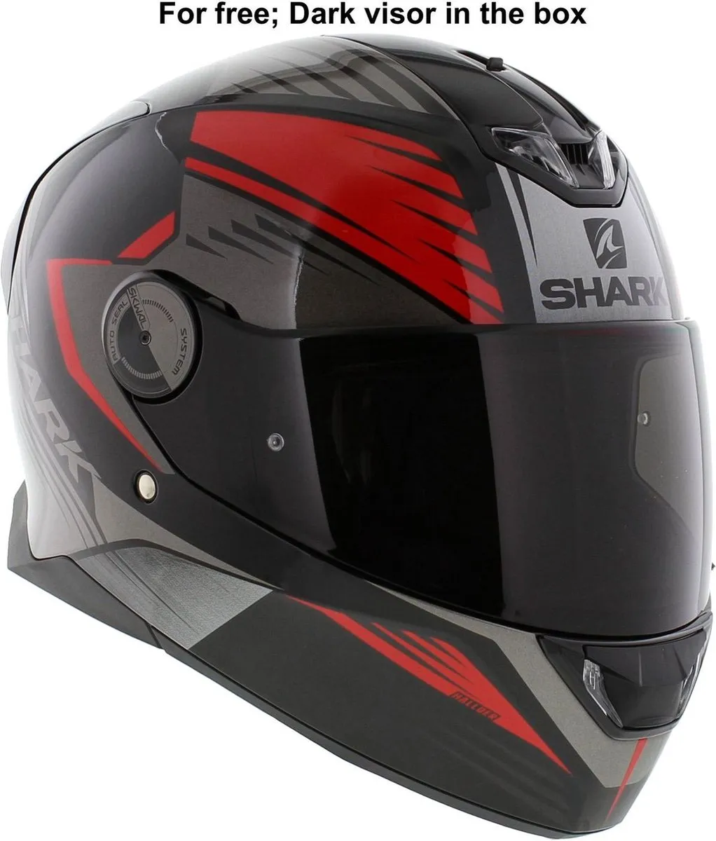 Shark Skwal 2.2 Hallder Motorhelm - XS - Rood Antraciet