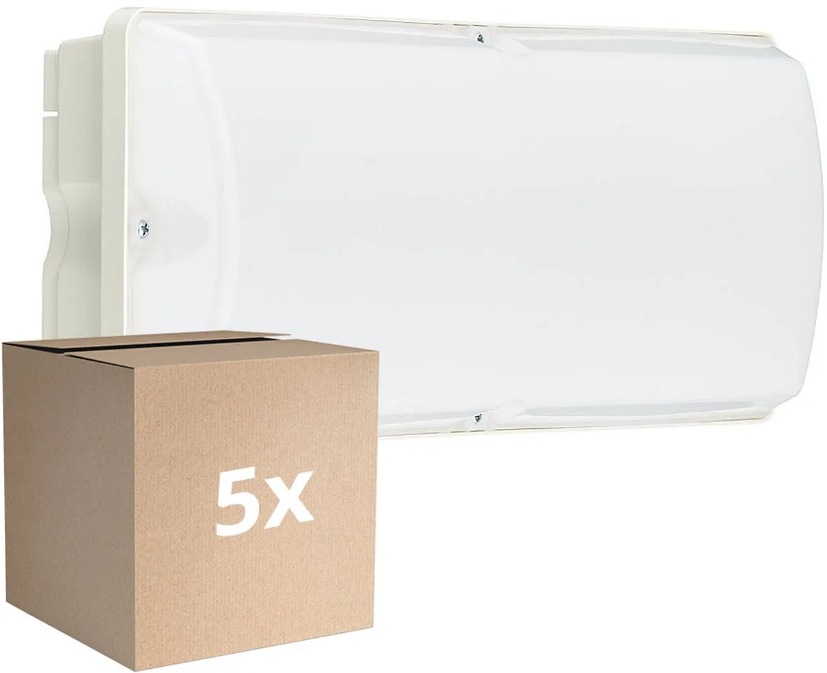 Voordeelpak 5x Philips LED Beveiliging Ledinaire WL055V Wit 6W 600lm - 830 Warm Wit | 374x150mm - IP65