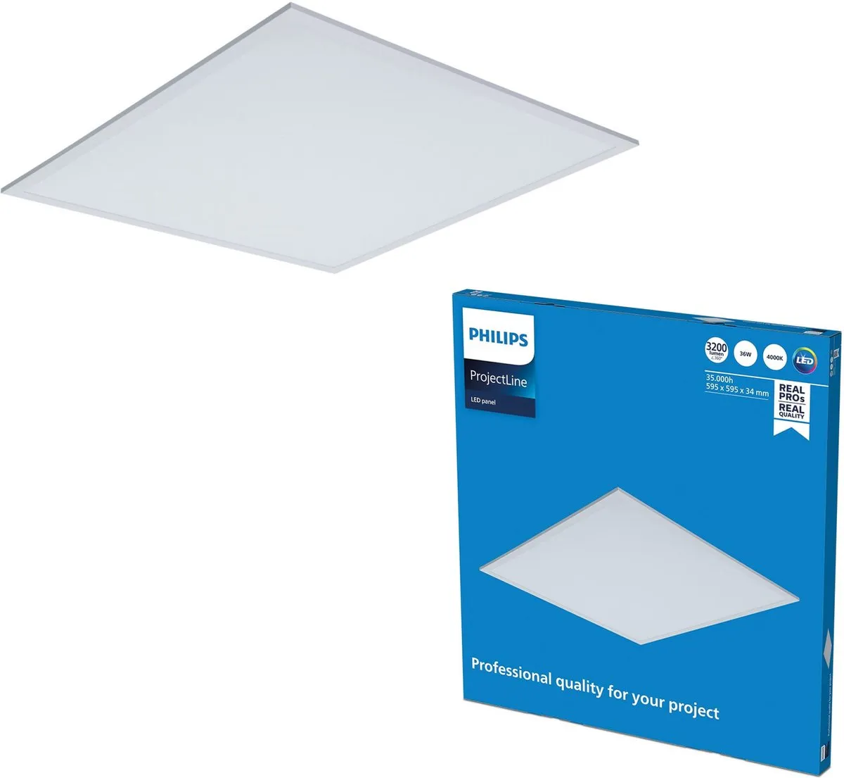 Philips ProjectLine Inbouwpaneel 60x60cm 36W 4000K Koel wit