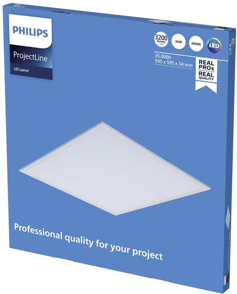 Philips ProjectLine Inbouwpaneel 60x60cm 36W 4000K Koel wit