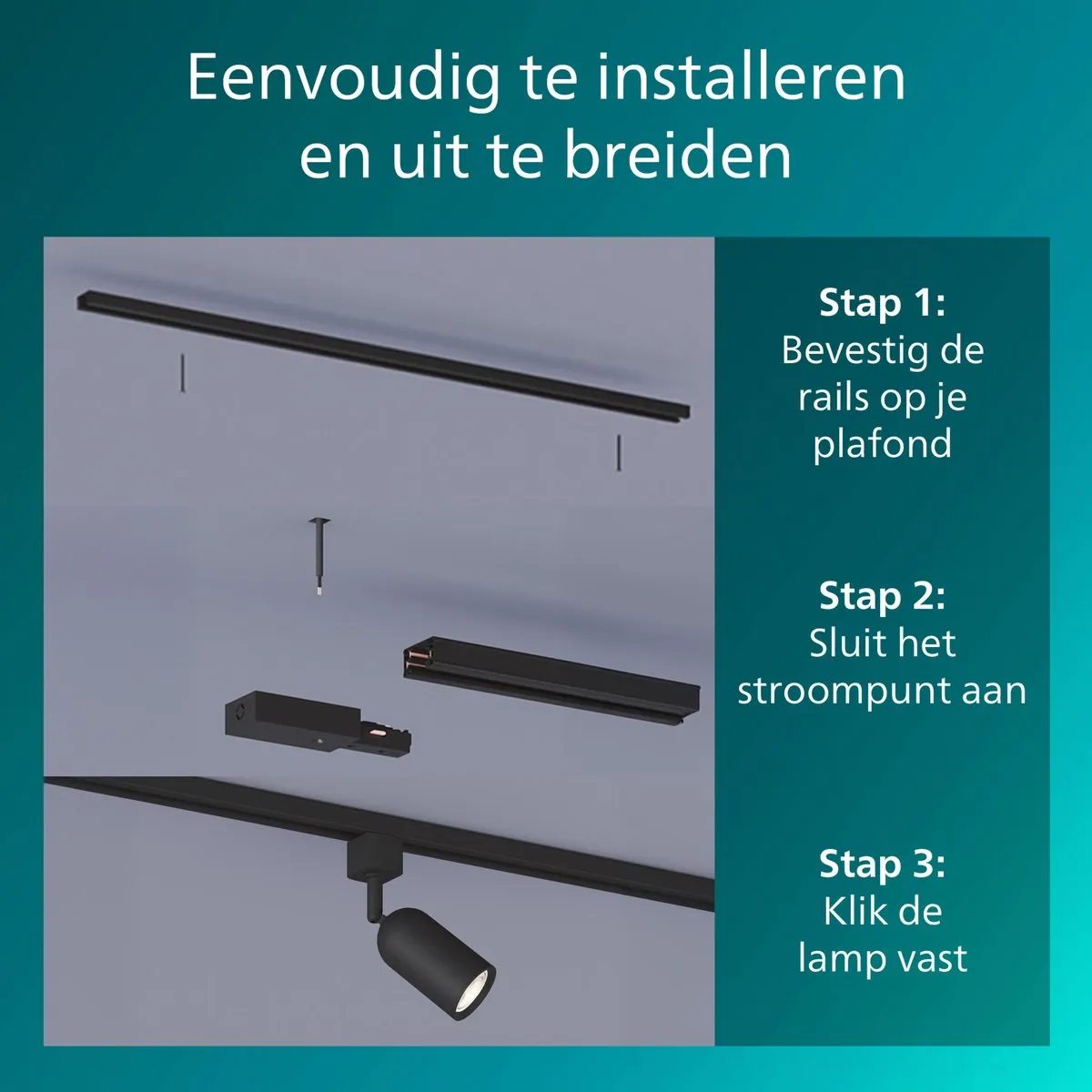 Philips EasyLink T-vormige Connector - Railverlichting - Zwart