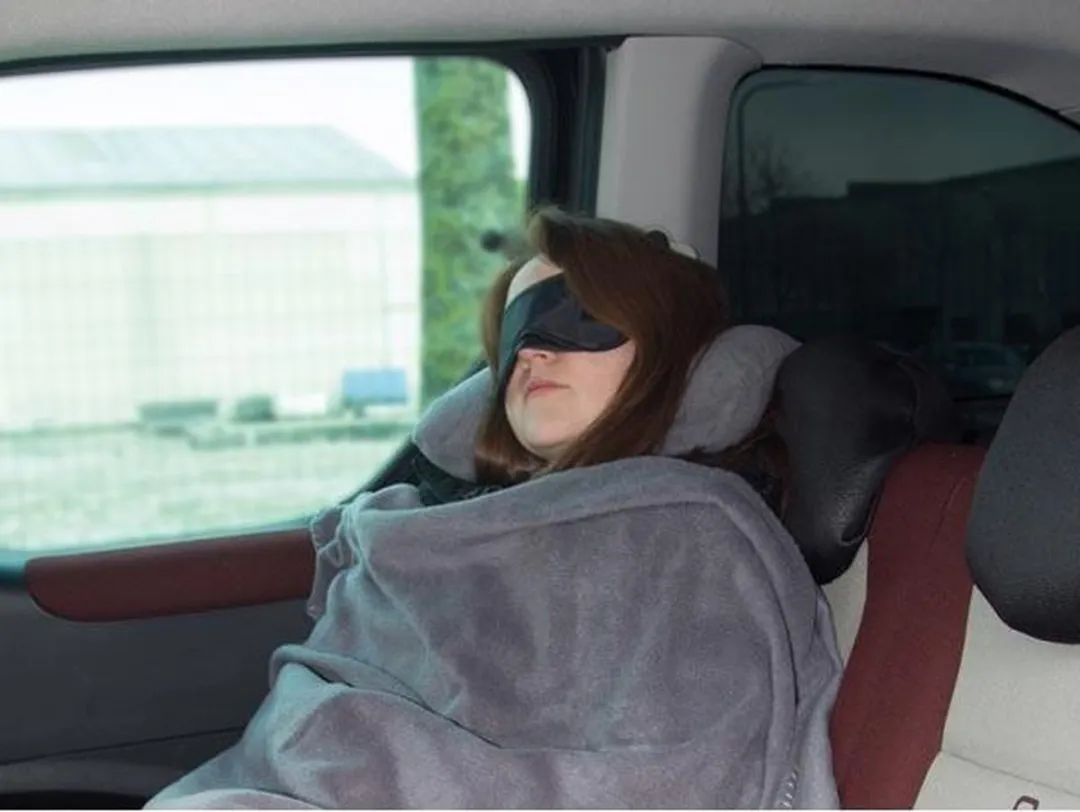 Perel Comfort Reisset - Slaapmasker & Deken Zwart/Grijs
